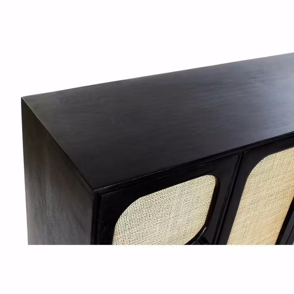 Skänk DKD Home Decor Svart Naturell Rattan Mangoträ (150 x 40 x 78 cm)