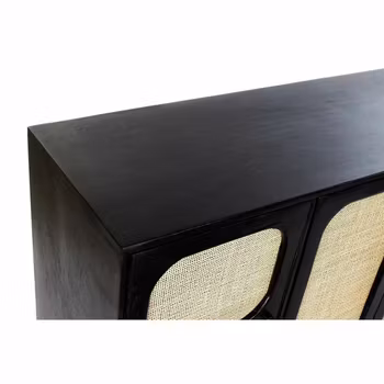 Skänk DKD Home Decor Svart Naturell Rattan Mangoträ (150 x 40 x 78 cm)