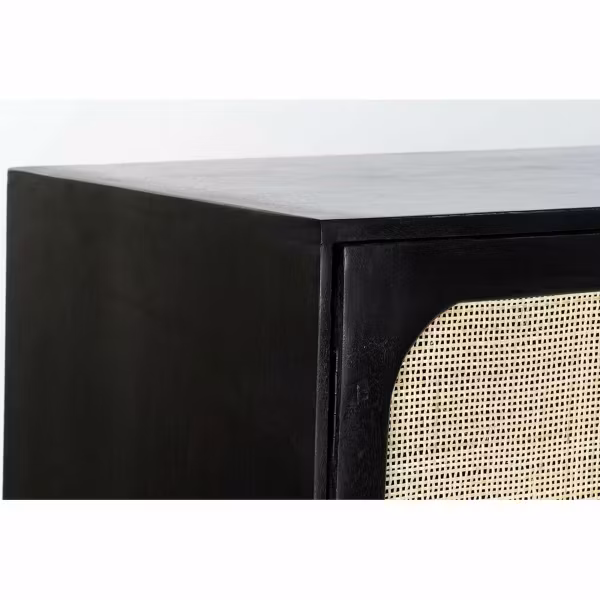 Skänk DKD Home Decor Svart Naturell Rattan Mangoträ (150 x 40 x 78 cm)