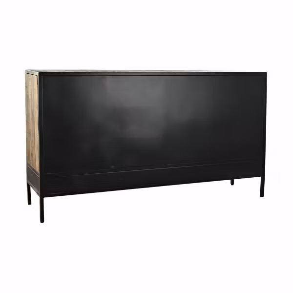 Skänk DKD Home Decor Brun Svart Metall Mangoträ (160 x 40 x 90 cm)
