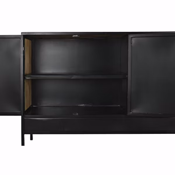 Skänk DKD Home Decor Brun Svart Metall Mangoträ (160 x 40 x 90 cm)