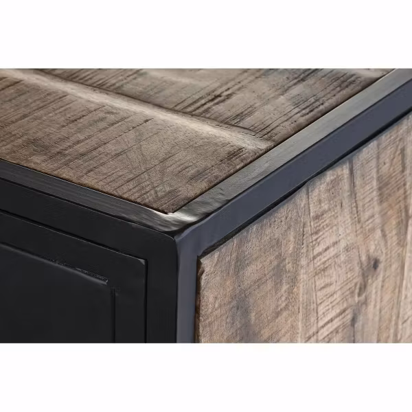 Skänk DKD Home Decor Brun Svart Metall Mangoträ (160 x 40 x 90 cm)