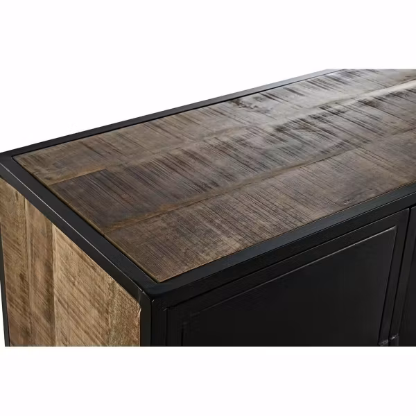 Skänk DKD Home Decor Brun Svart Metall Mangoträ (160 x 40 x 90 cm)