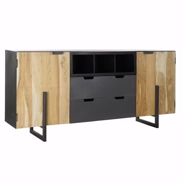 Skänk DKD Home Decor Metall Akaciaträ (195 x 40 x 90 cm)