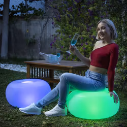 Uppblåsbar stol med flerfärgad LED och fjärrkontroll Pulight InnovaGoods