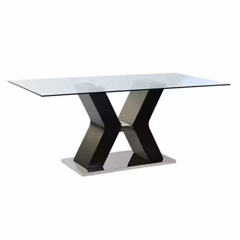 Matsalsbord DKD Home Decor Svart Härdat glas Trä MDF (180 x 90 x 76 cm)