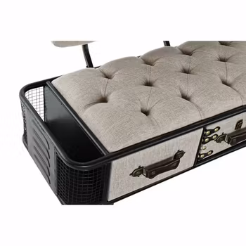 Sittpall DKD Home Decor Svart Beige Metall PU (120 x 50 x 76 cm).