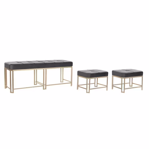 Sittpall DKD Home Decor Grå Metall Sammet (120 x 40 x 47 cm)