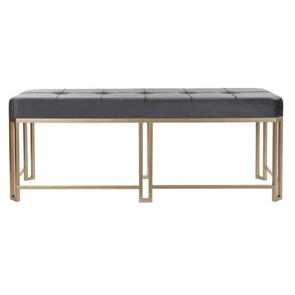 Sittpall DKD Home Decor Grå Metall Sammet (120 x 40 x 47 cm)