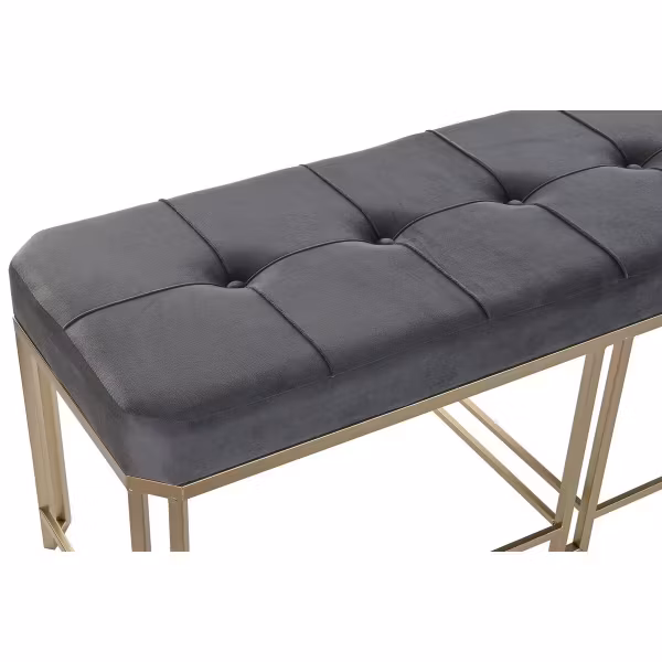 Sittpall DKD Home Decor Grå Metall Sammet (120 x 40 x 47 cm)