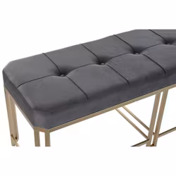 Sittpall DKD Home Decor Grå Metall Sammet (120 x 40 x 47 cm)
