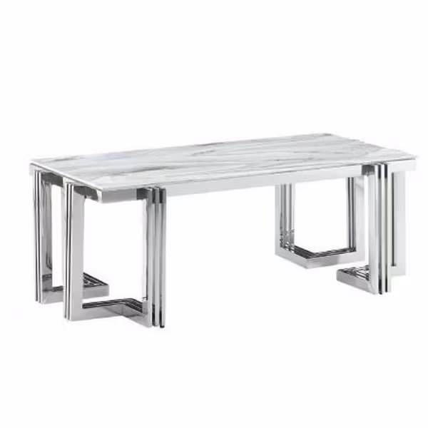Soffbord DKD Home Decor Vit Silvrig Glas Stål 120 x 60 x 45 cm