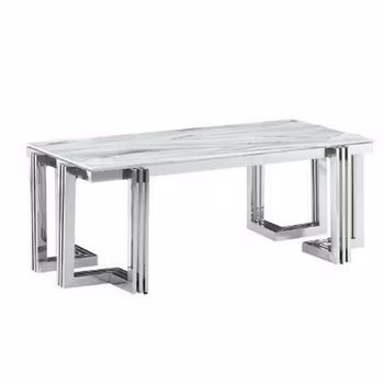 Soffbord DKD Home Decor Vit Silvrig Glas Stål 120 x 60 x 45 cm