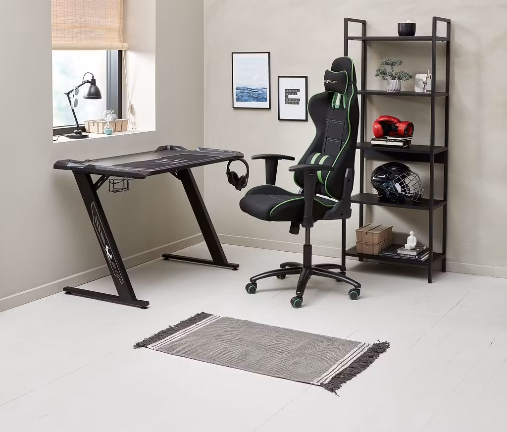 Gamingstol LAMBJERG svart mesh/grön