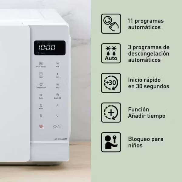 Panasonic NN-K35NWMEPG Vit – Mikrovågsugn med Grill, 900 W, 24 L