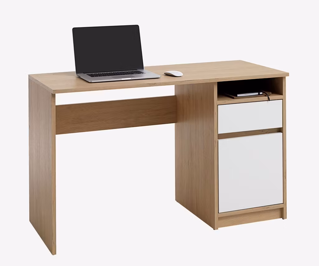 BILLUND Skrivbord – Vit/Ek 53x120 cm – Stilrent och Funktionellt