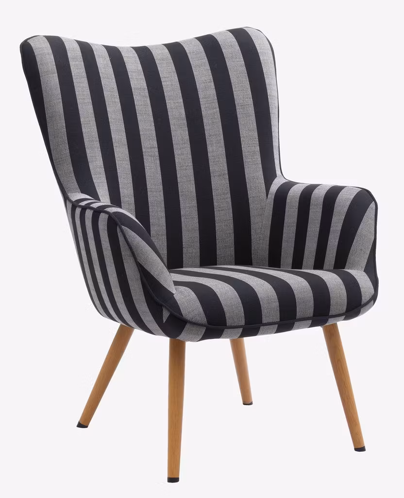 SIMESTED Fåtölj – Randig Svart/Beige i Tyg – Elegant och Bekväm