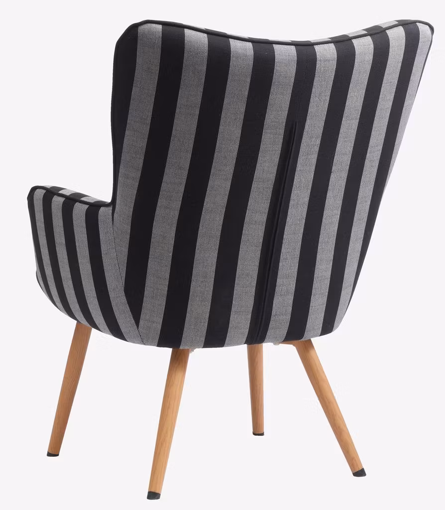 SIMESTED Fåtölj – Randig Svart/Beige i Tyg – Elegant och Bekväm