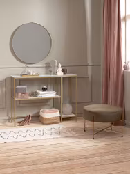 Avlastningsbord PANDRUP 30x110 – Stilrent i Vit och Guld för Ditt Hem!