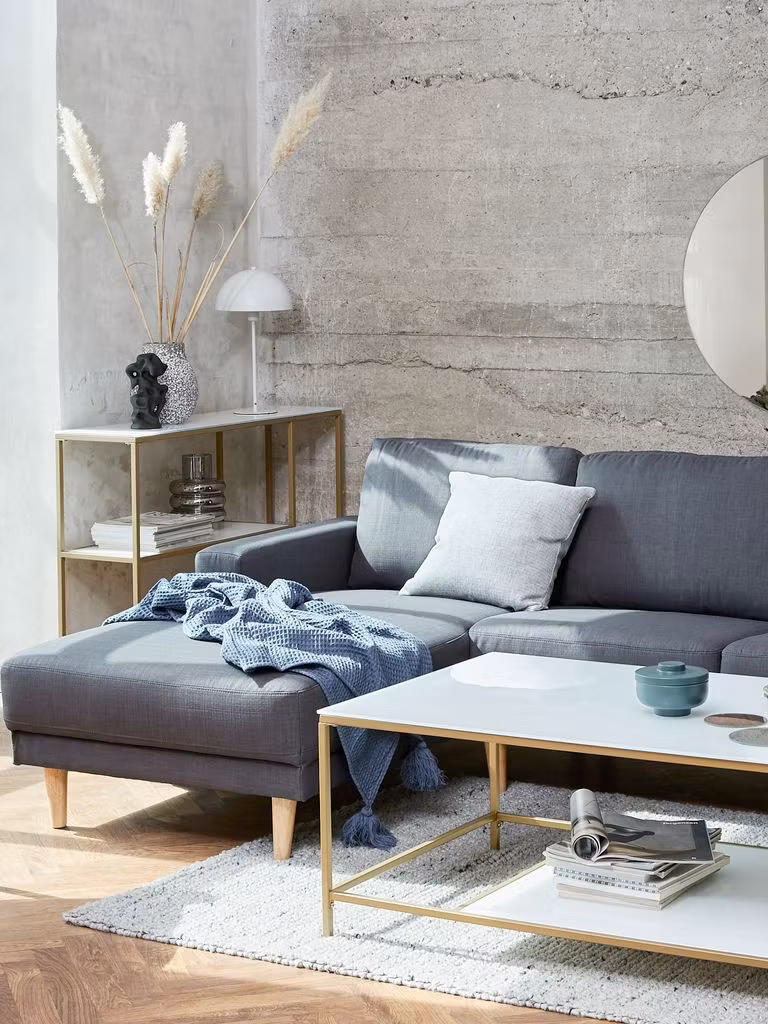 Avlastningsbord PANDRUP 30x110 – Stilrent i Vit och Guld för Ditt Hem!