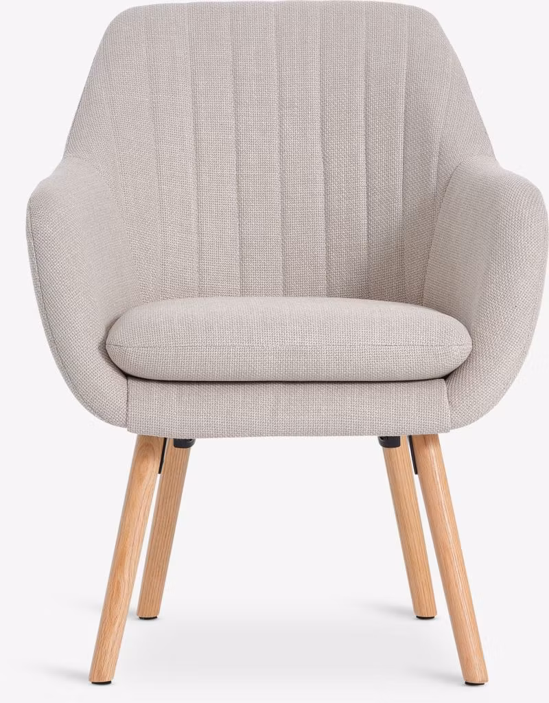 Fåtölj UDSBJERG – Elegant Beige Tyg med Ekben för Komfort och Stil!