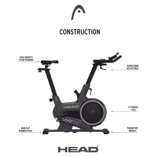Head Indoor Stationär Cykel – Perfekt för Hemmaträning med Justerbart Motstånd och Bekväm Design!
