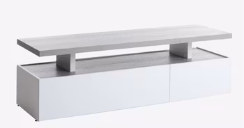 TOFTLUND TV-bänk – Stilren Vit Design med Betongdetaljer för Modern Inredning