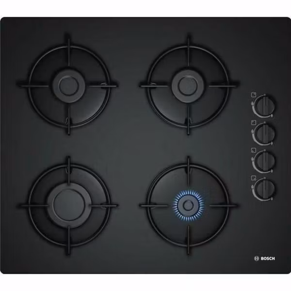 Gasplatta BOSCH POP6B6B10 – 60 cm Stilren Svart Gashäll med Fyra Brännare och 7400 W Effekt