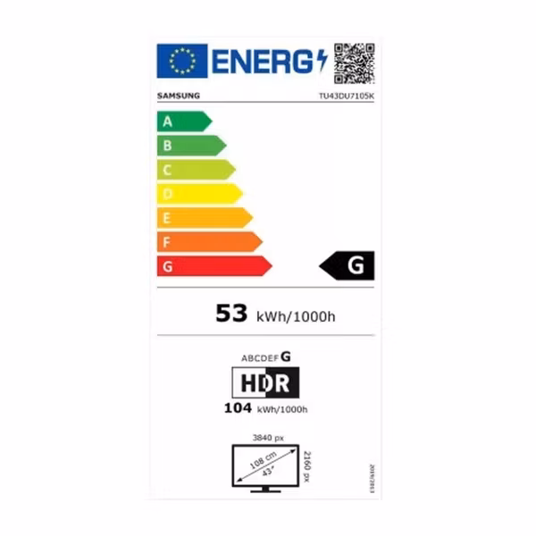 Samsung TU43DU7105 43" 4K Ultra HD LED Smart TV – Skarp Bild och Smart Funktioner i 43-tumsformat