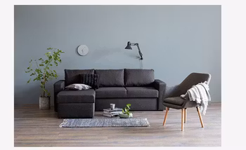 Bäddsoffa Schäslong MARSLEV – Mörkgrått Tyg – Praktisk och Elegant Komfort