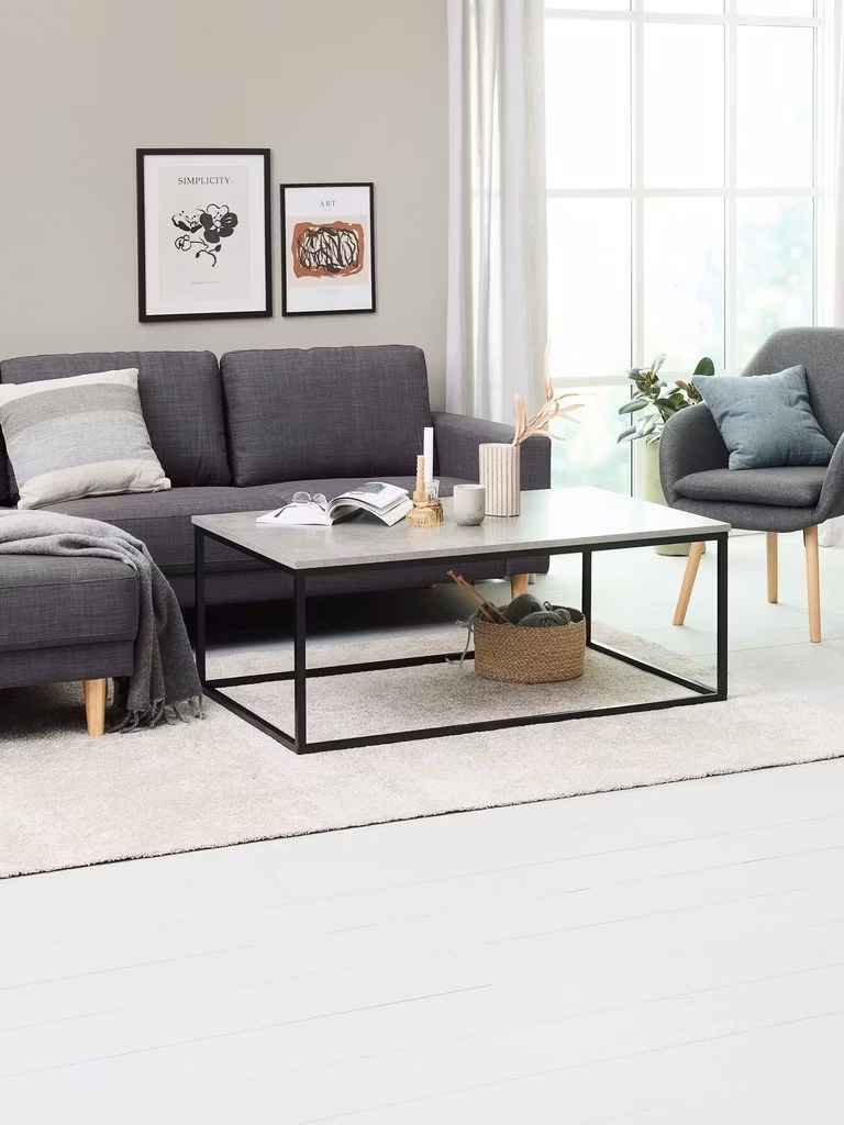 Soffbord DOKKEDAL 75×115 cm – Betongfärgat med Industriell Stil