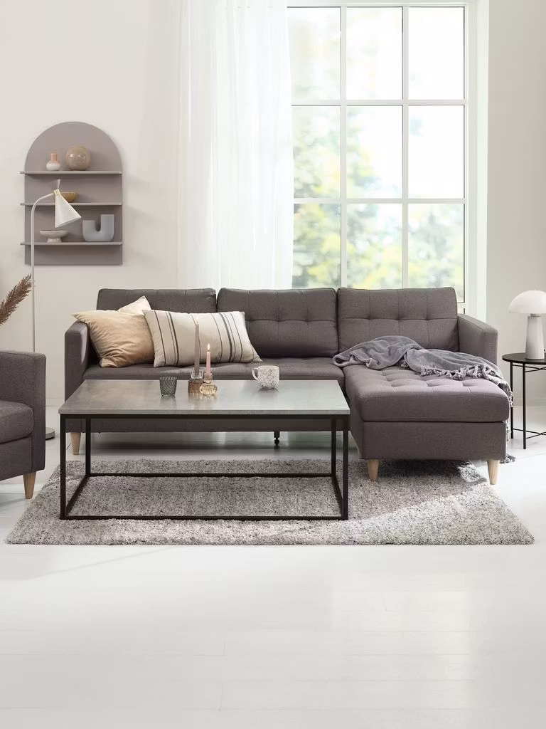 Soffbord DOKKEDAL 75×115 cm – Betongfärgat med Industriell Stil
