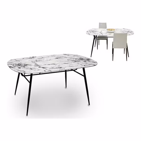 Sidobord i Vit/Svart Metall med Härdat Glas – Elegant Design för Hemmet