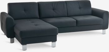 DAMHALE Schäslongsoffa – Svart – Stilren Komfort för Modernt Boende