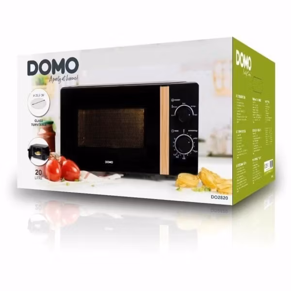 Mikrovågsugnen DOMO Svart 700 W 20 L – Kompakt och Effektiv Uppvärmning i Stilrent Utförande