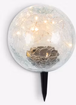 HAVSVALE Solcellslampa Ø15×H25 cm – Kristallklar Glaskula & Automatisk LED-belysning