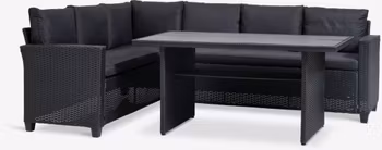 AGERMOSE 6-sits Loungeset Svart – Stilren konstrotting, väderbeständigt & lyxiga dynor