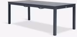 VATTRUP Trädgårdsbord 95×206/321 cm – Förlängningsbart svart konstträ & pulverlackerad aluminium