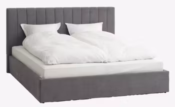 HASLEV Sängram 180×200 cm med Förvaring – Mörkgrått Tyg & Smart Lådsystem