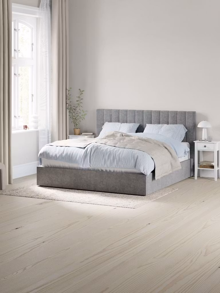 HASLEV Sängram 180×200 cm med Förvaring – Mörkgrått Tyg & Smart Lådsystem