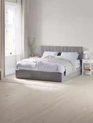HASLEV Sängram 180×200 cm med Förvaring – Mörkgrått Tyg & Smart Lådsystem