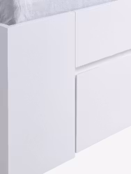 LIMFJORDEN Sängram 140x200 med 3 Förvaringslådor – Vit Trädesign för Smart Sovrumsförvaring