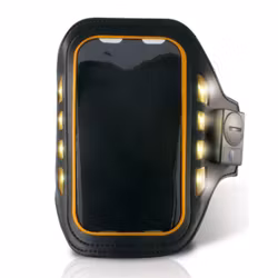 Sportarmband KSIX med LED – Justerbart för 4" Smartphone – Svart Neopren