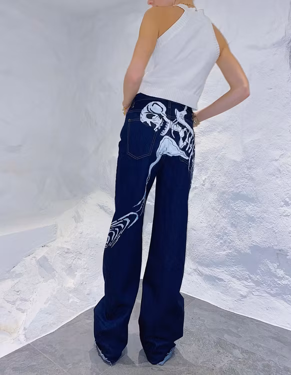 Bad to the Bone, straight leg dark blue jeans