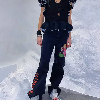 Girl with skeletons in her closet, straight black jeans