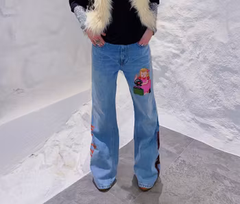 Girl with skeletons in her closet, straight leg jeans light blue"