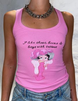 I like shoes, booze & boys with tattoos tank top
