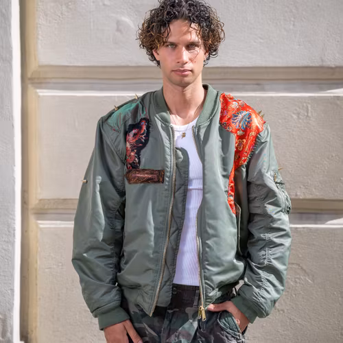 Lavishly Camouflaged Bomber Jacket