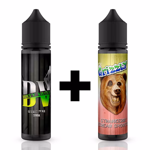 Dirty Vaper - Citrus Pear Soda + Grizzly Vapor - Strawberry Icecream Shortcake (Shortfill)