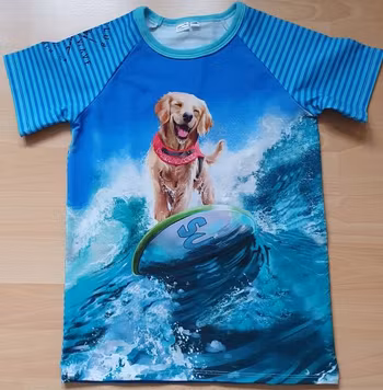 ekologisk trikåtyg panel - SURFANDE HUND